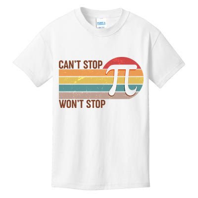 Retro Vintage Pi Day 314 Can't Stop Won't Stop Kids T-Shirt