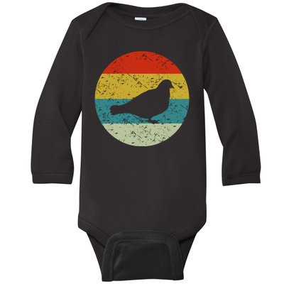 Retro Vintage Pigeon Baby Long Sleeve Bodysuit