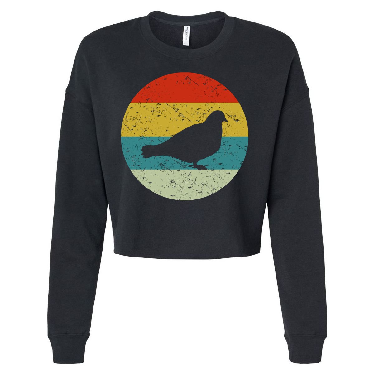 Retro Vintage Pigeon Cropped Pullover Crew