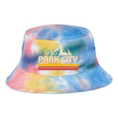 Retro Vintage Park City Utah Mountain Logo Tie Dye Newport Bucket Hat