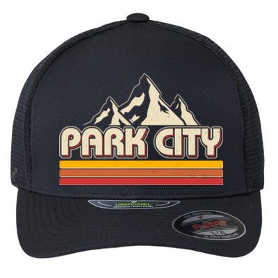 Retro Vintage Park City Utah Mountain Logo Flexfit Unipanel Trucker Cap