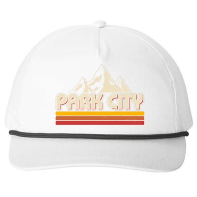 Retro Vintage Park City Utah Mountain Logo Snapback Five-Panel Rope Hat