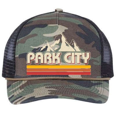 Retro Vintage Park City Utah Mountain Logo Retro Rope Trucker Hat Cap