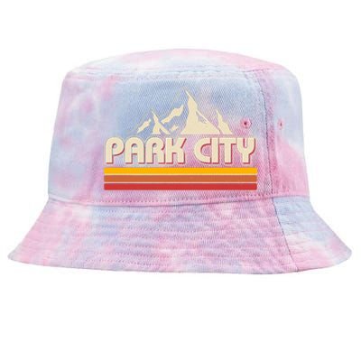 Retro Vintage Park City Utah Mountain Logo Tie-Dyed Bucket Hat