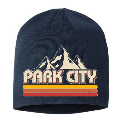 Retro Vintage Park City Utah Mountain Logo Sustainable Beanie