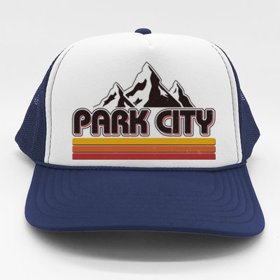 Retro Vintage Park City Utah Mountain Logo Trucker Hat