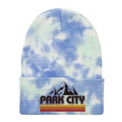 Retro Vintage Park City Utah Mountain Logo Tie Dye 12in Knit Beanie