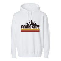 Retro Vintage Park City Utah Mountain Logo Garment-Dyed Fleece Hoodie