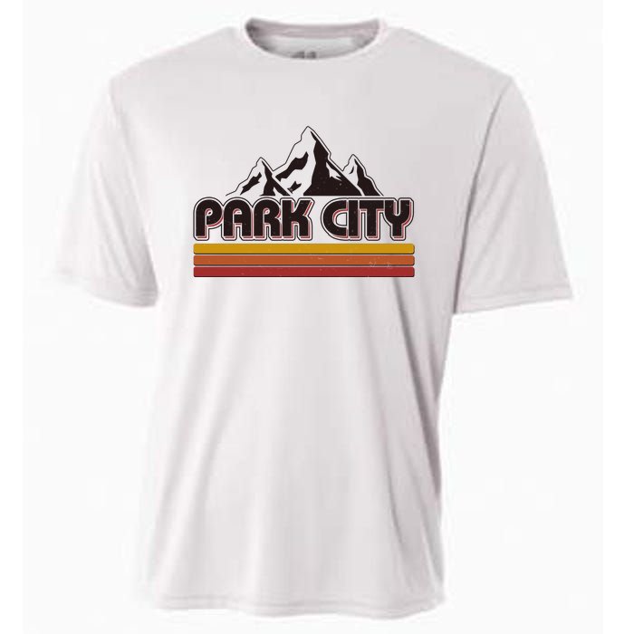 Retro Vintage Park City Utah Mountain Logo Cooling Performance Crew T-Shirt