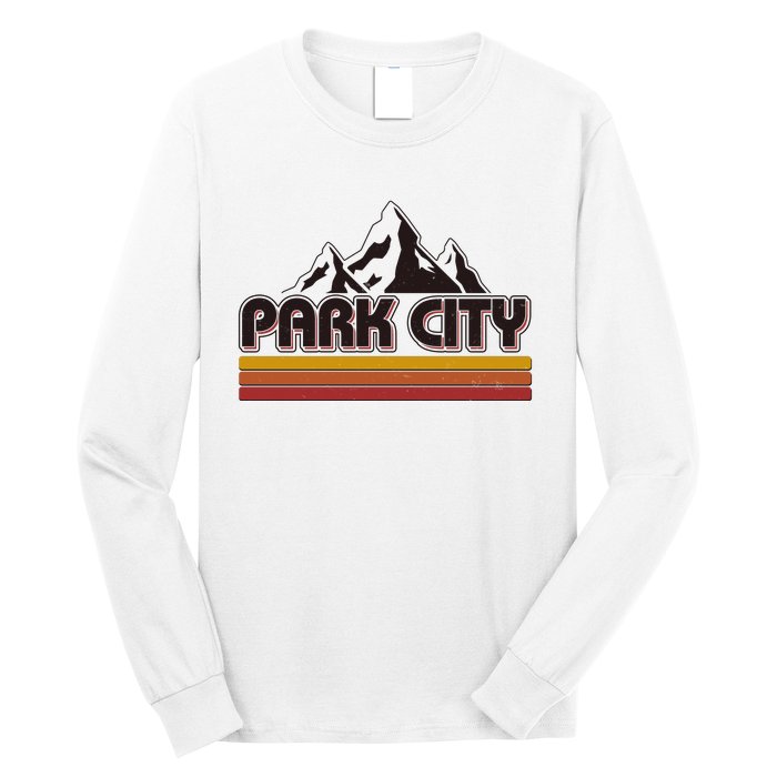 Retro Vintage Park City Utah Mountain Logo Long Sleeve Shirt