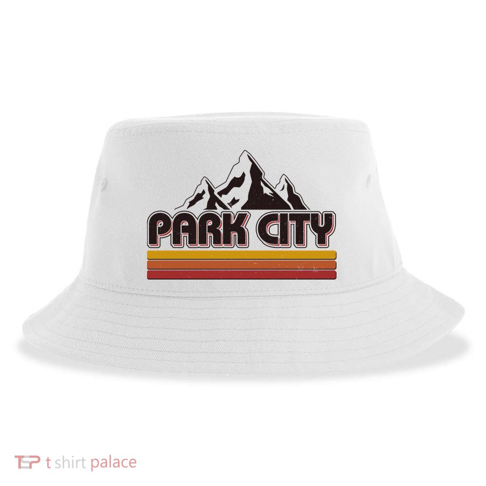 Retro Vintage Park City Utah Mountain Logo Sustainable Bucket Hat