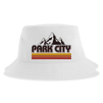 Retro Vintage Park City Utah Mountain Logo Sustainable Bucket Hat