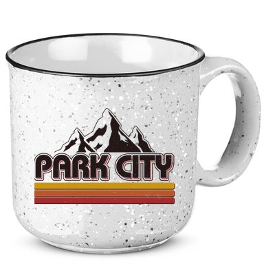 Retro Vintage Park City Utah Mountain Logo 15oz Campfire Ceramic Mug