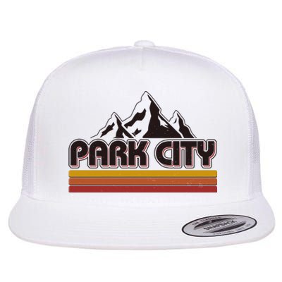 Retro Vintage Park City Utah Mountain Logo Flat Bill Trucker Hat