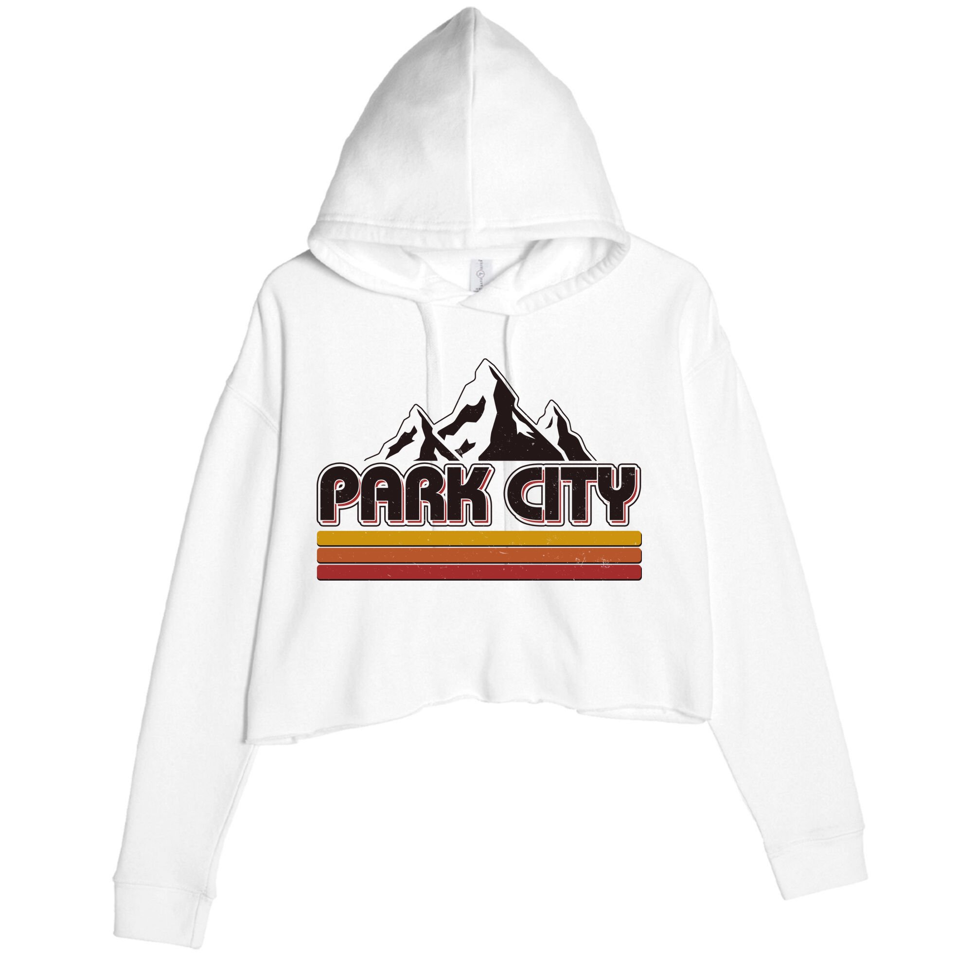 Retro Vintage Park City Utah Mountain Logo Crop Fleece Hoodie