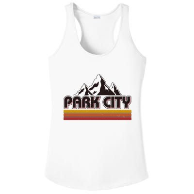 Retro Vintage Park City Utah Mountain Logo Ladies PosiCharge Competitor Racerback Tank