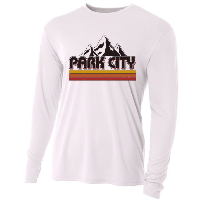 Retro Vintage Park City Utah Mountain Logo Cooling Performance Long Sleeve Crew