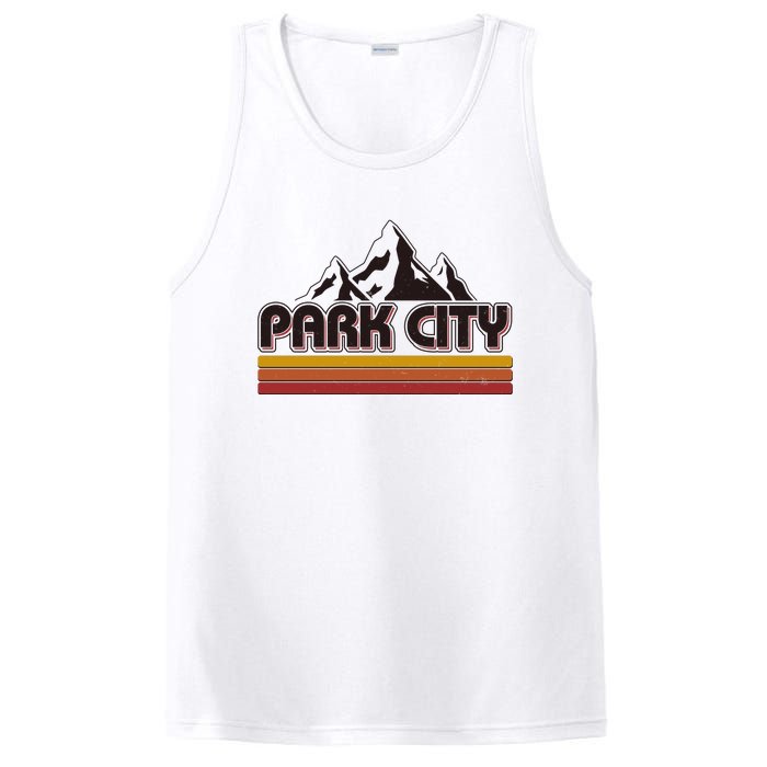 Retro Vintage Park City Utah Mountain Logo PosiCharge Competitor Tank