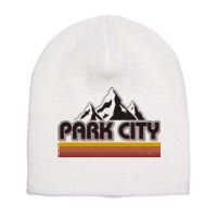 Retro Vintage Park City Utah Mountain Logo Short Acrylic Beanie