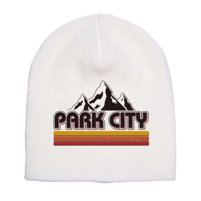 Retro Vintage Park City Utah Mountain Logo Short Acrylic Beanie