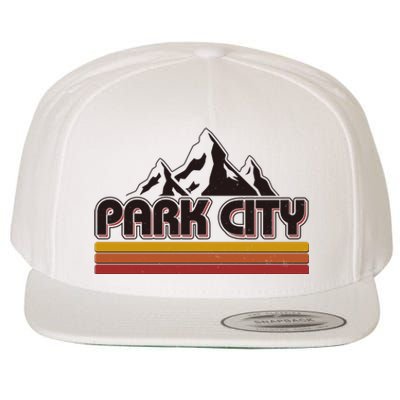 Retro Vintage Park City Utah Mountain Logo Wool Snapback Cap