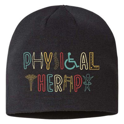 Retro Vintage Physical Therapy Funny Physical Therapist Sustainable Beanie