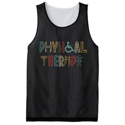 Retro Vintage Physical Therapy Funny Physical Therapist Mesh Reversible Basketball Jersey Tank