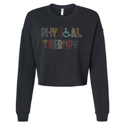 Retro Vintage Physical Therapy Funny Physical Therapist Cropped Pullover Crew