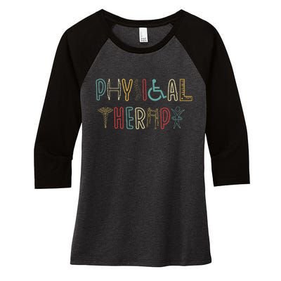 Retro Vintage Physical Therapy Funny Physical Therapist Women's Tri-Blend 3/4-Sleeve Raglan Shirt