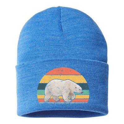 Retro Vintage Polar Bear Animal Lover Zookeeper Gift Sustainable Knit Beanie