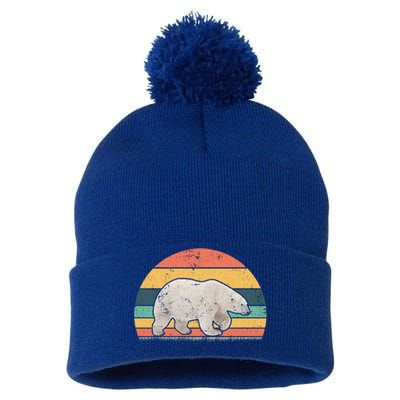 Retro Vintage Polar Bear Animal Lover Zookeeper Gift Pom Pom 12in Knit Beanie