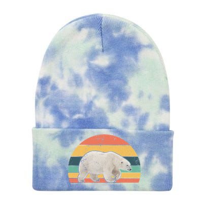 Retro Vintage Polar Bear Animal Lover Zookeeper Gift Tie Dye 12in Knit Beanie