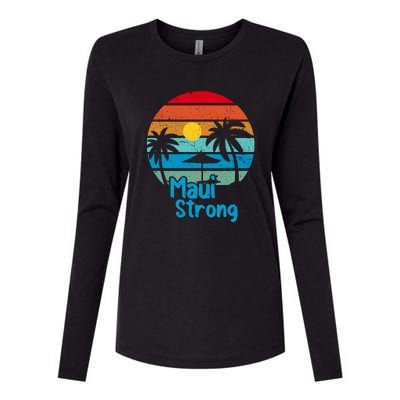 Retro Vintage Pray For Maui Hawaii Strong Wildfire Gift Womens Cotton Relaxed Long Sleeve T-Shirt