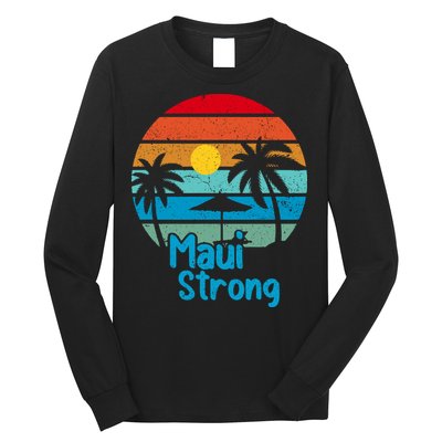 Retro Vintage Pray For Maui Hawaii Strong Wildfire Gift Long Sleeve Shirt