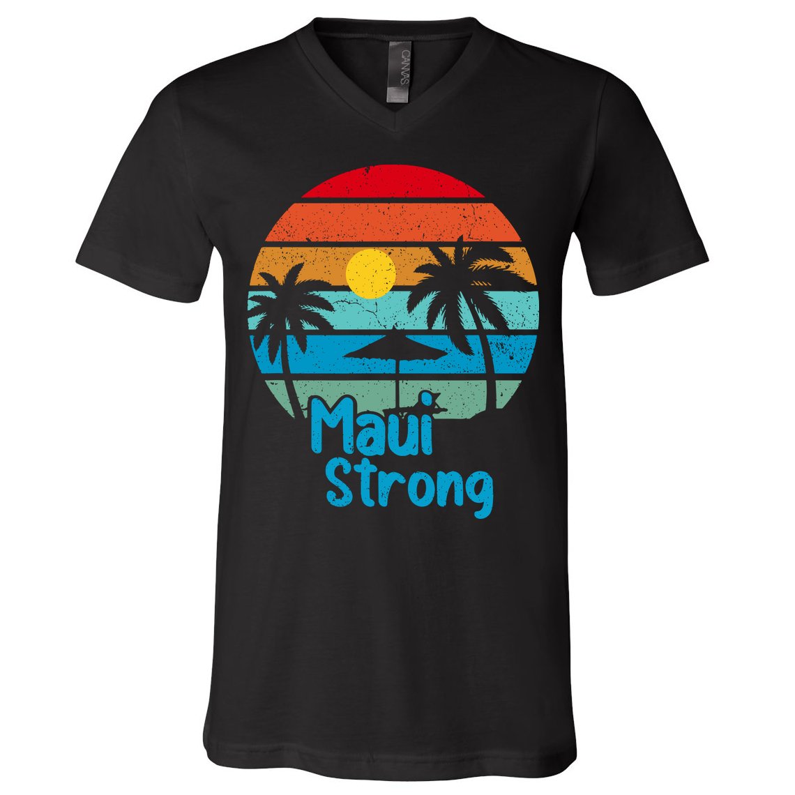 Retro Vintage Pray For Maui Hawaii Strong Wildfire Gift V-Neck T-Shirt