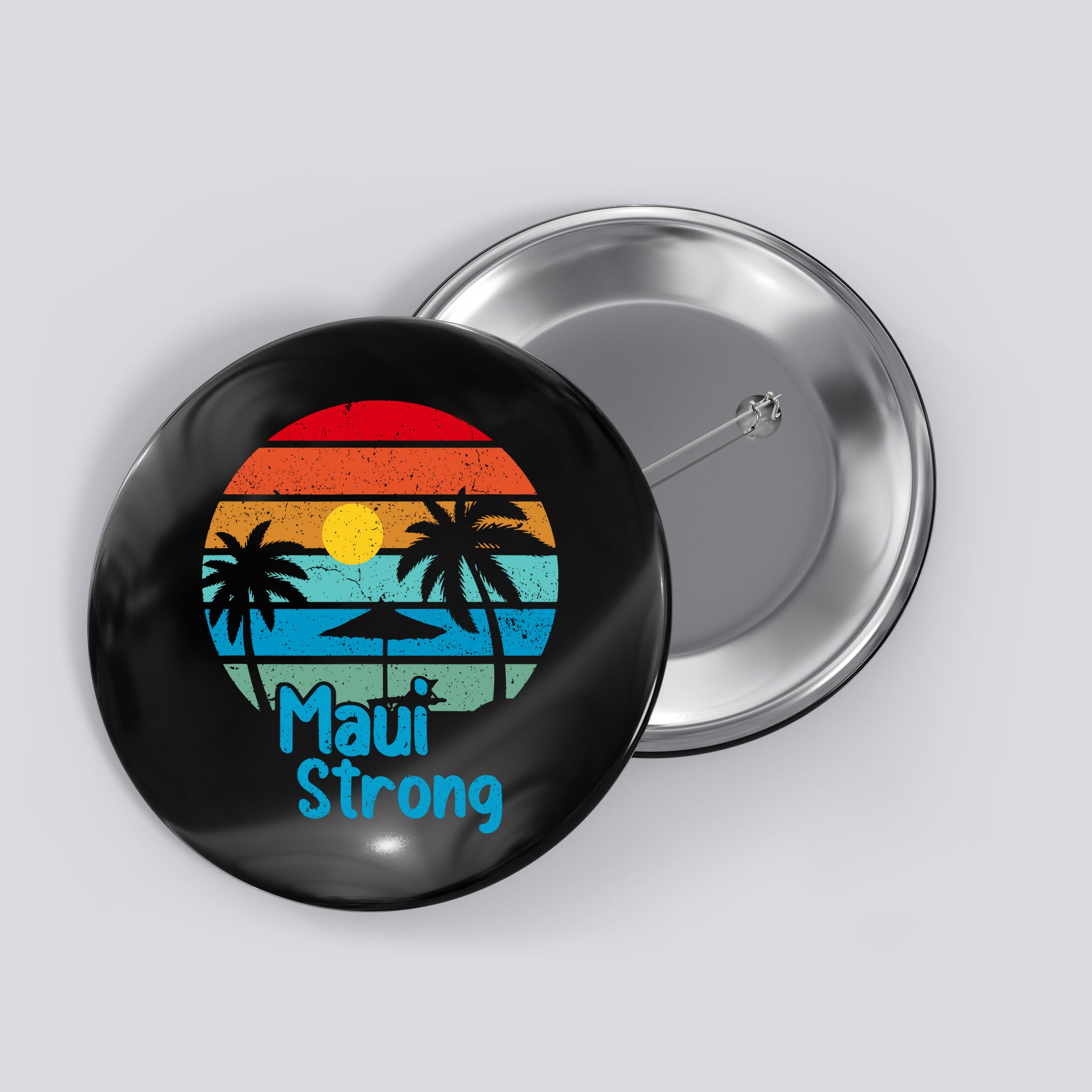 Retro Vintage Pray For Maui Hawaii Strong Wildfire Gift Button