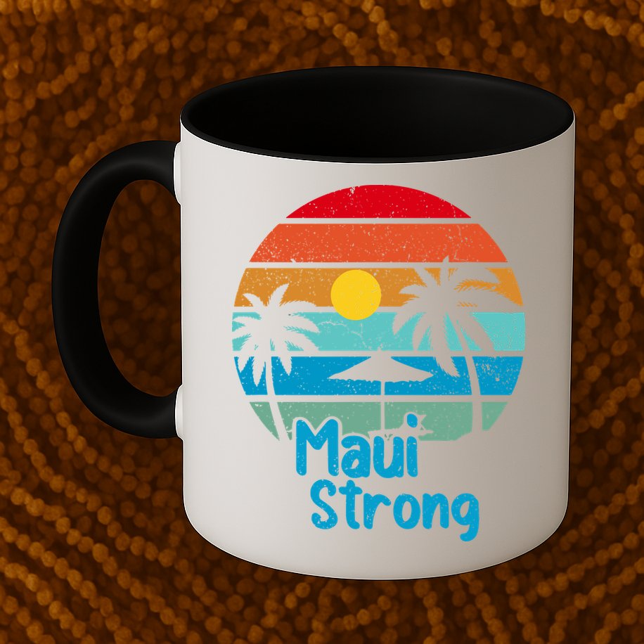 Retro Vintage Pray For Maui Hawaii Strong Wildfire Gift Mug