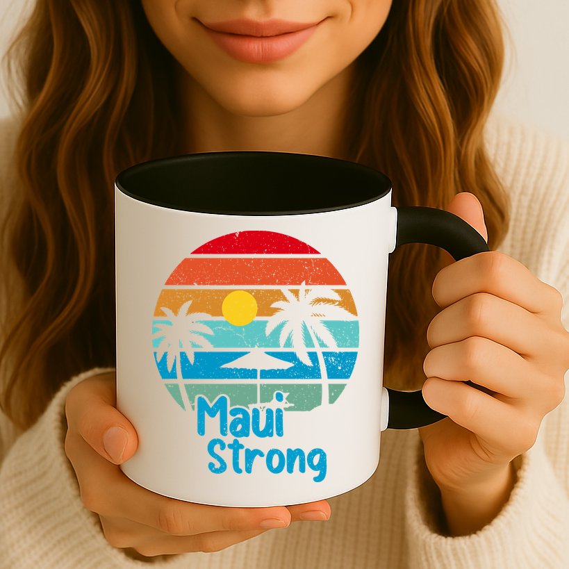 Retro Vintage Pray For Maui Hawaii Strong Wildfire Gift Mug