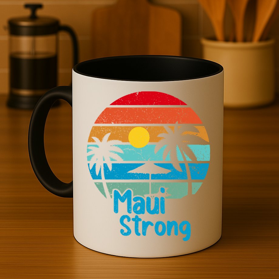 Retro Vintage Pray For Maui Hawaii Strong Wildfire Gift Mug