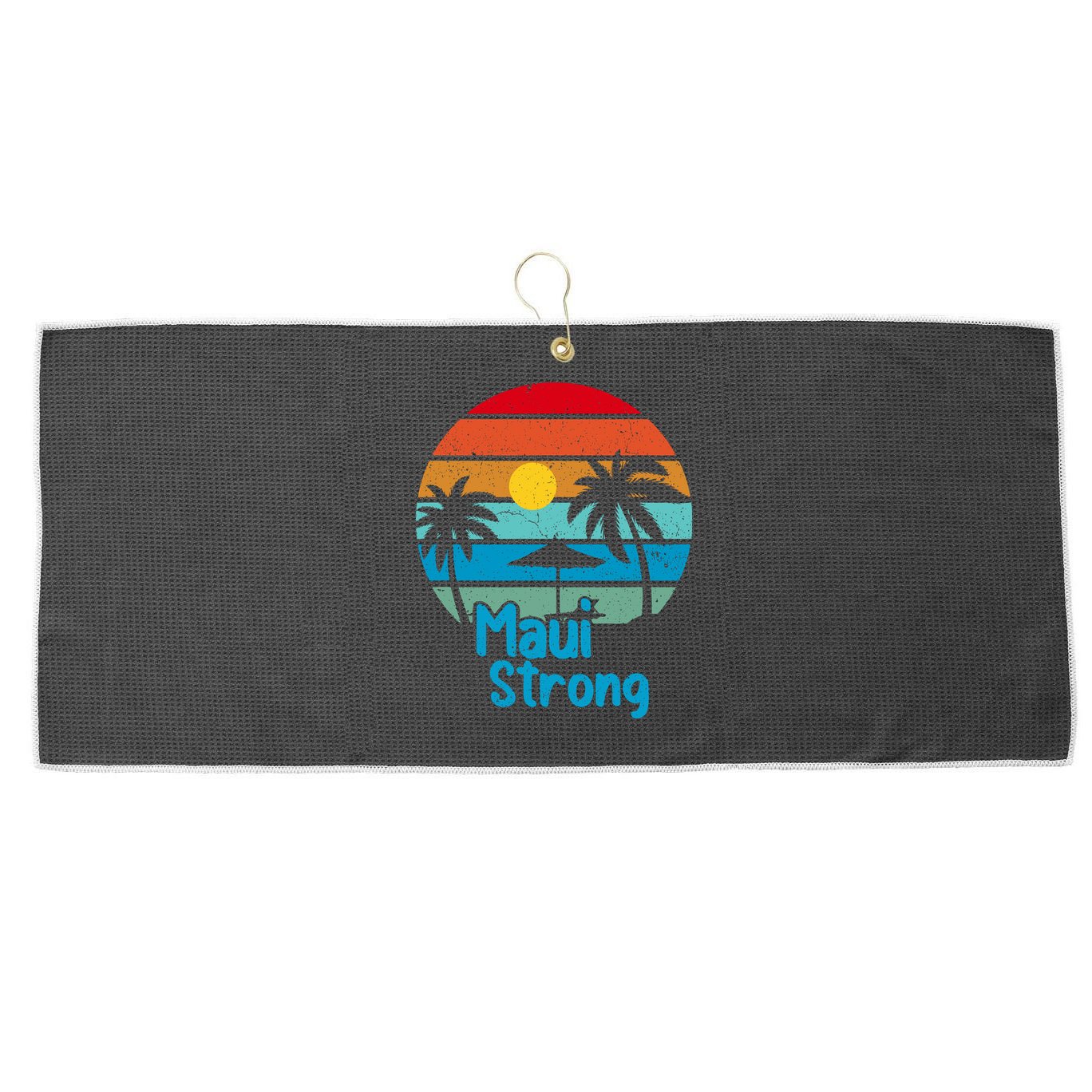 Retro Vintage Pray For Maui Hawaii Strong Wildfire Gift Large Microfiber Waffle Golf Towel