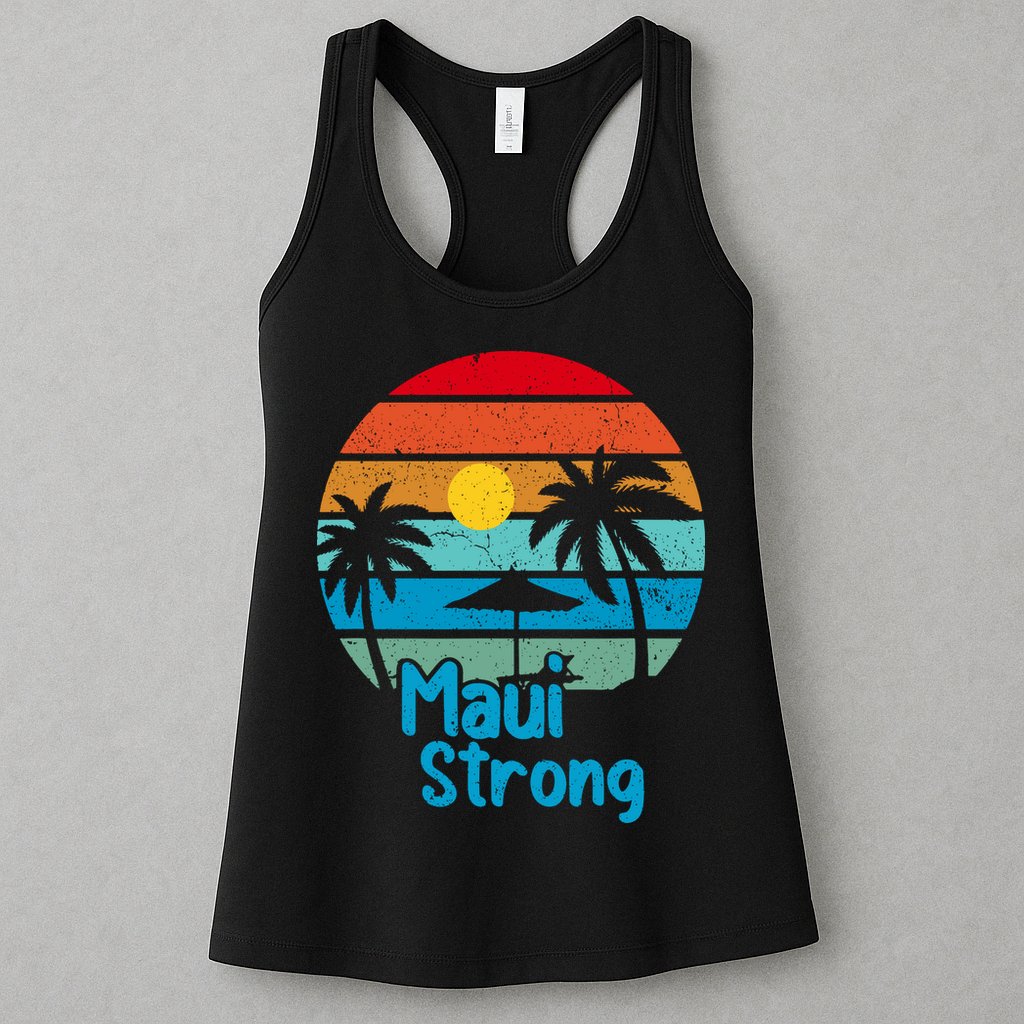 Retro Vintage Pray For Maui Hawaii Strong Wildfire Gift Womens Tank Top