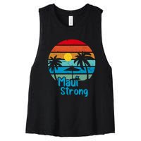 Retro Vintage Pray For Maui Hawaii Strong Wildfire Gift Women's Racerback Cropped Tank