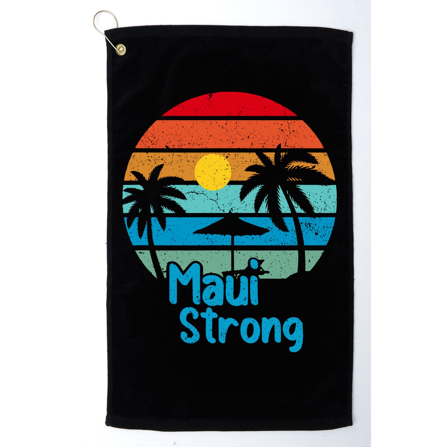 Retro Vintage Pray For Maui Hawaii Strong Wildfire Gift Golf Towel