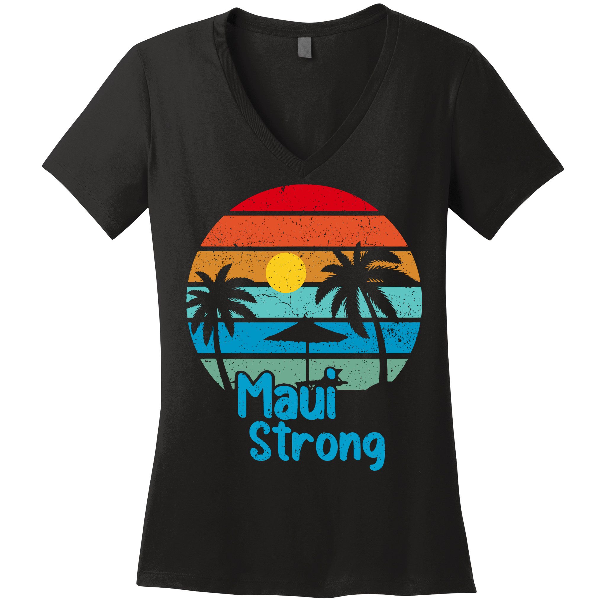 Retro Vintage Pray For Maui Hawaii Strong Wildfire Gift Women's V-Neck T-Shirt