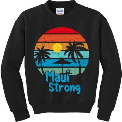 Retro Vintage Pray For Maui Hawaii Strong Wildfire Gift Kids Sweatshirt
