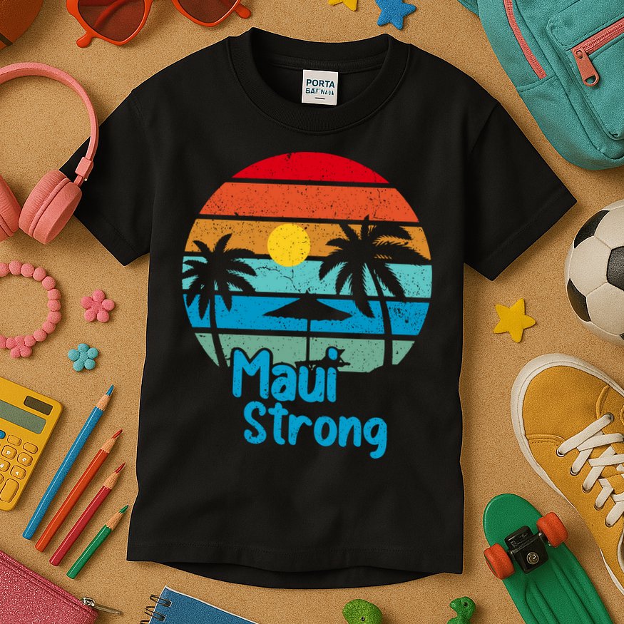 Retro Vintage Pray For Maui Hawaii Strong Wildfire Gift Kids T-Shirt