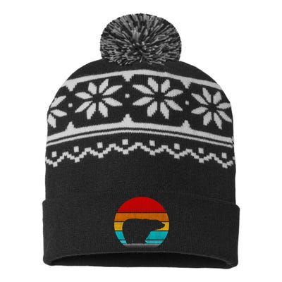 Retro Vintage Polar Bear USA-Made Snowflake Beanie