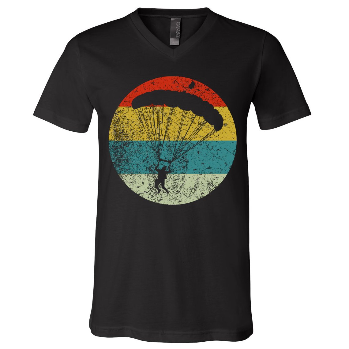 Retro Vintage Parachuting V-Neck T-Shirt