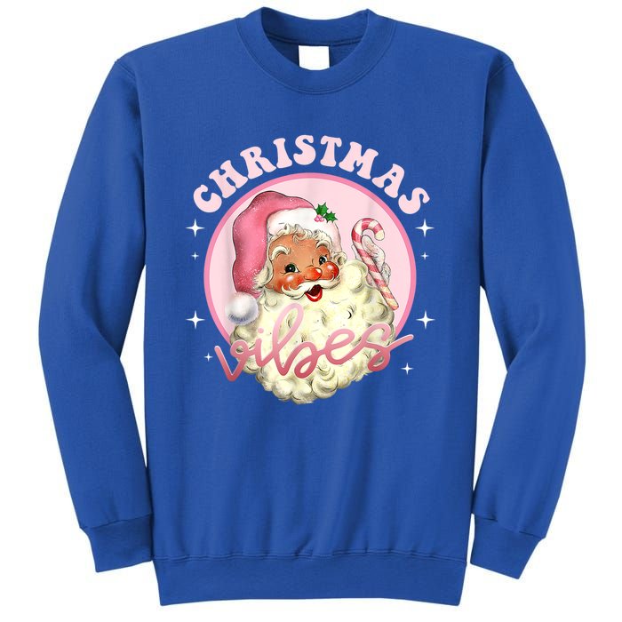 Retro Vintage Pink Santa Claus Funny Pink Christmas Vibes Funny Gift Sweatshirt