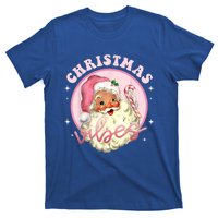 Retro Vintage Pink Santa Claus Funny Pink Christmas Vibes Funny Gift T-Shirt